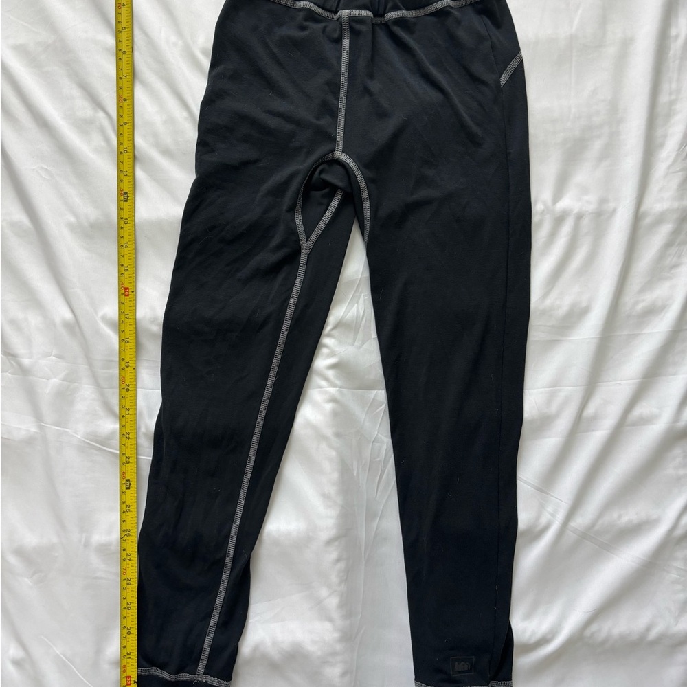 REI Black Kids Leggings with Contrast Gray Stitching